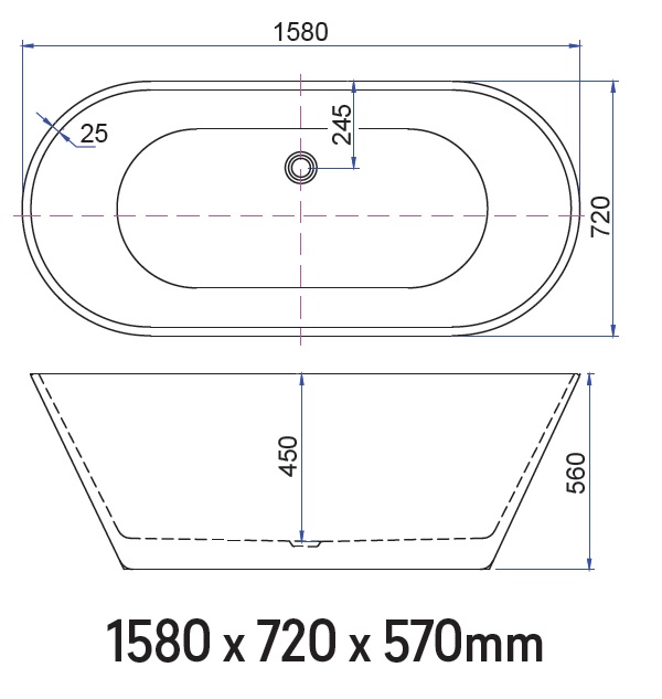 Benton's Spello 1580 Freestanding Bath specifications