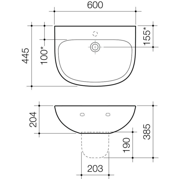 Caroma Care 600 Wall Basin specifications