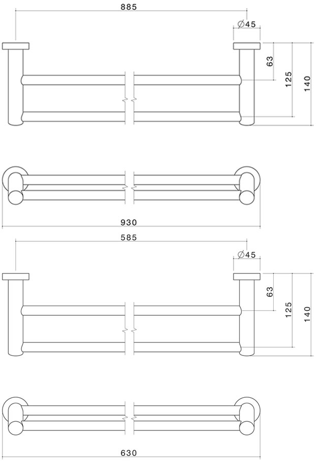Caroma Cosmo Double Towel Rail specifications