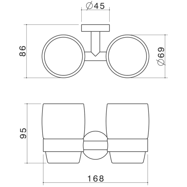 Caroma Cosmo Double Tumbler Holder specifications