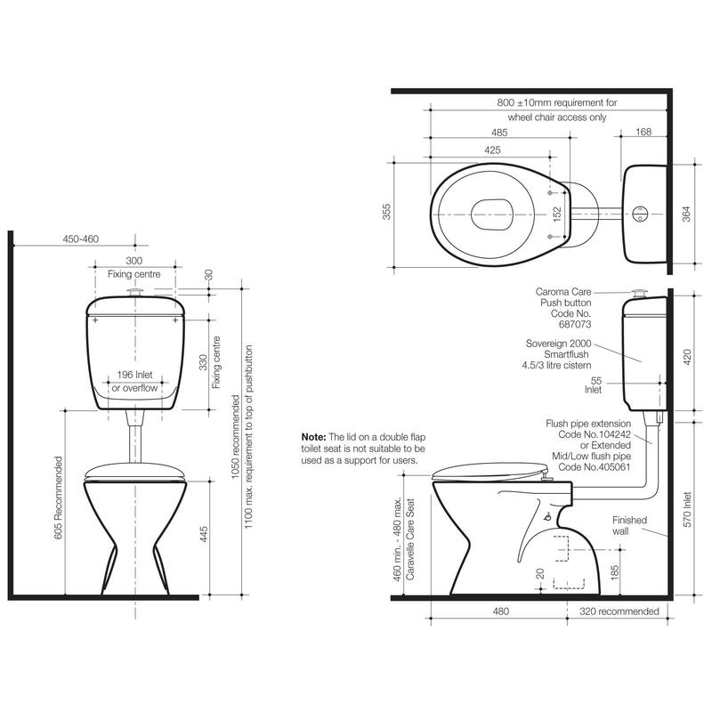 Caroma Cosmo Sovereign Care Toilet Suite specifications