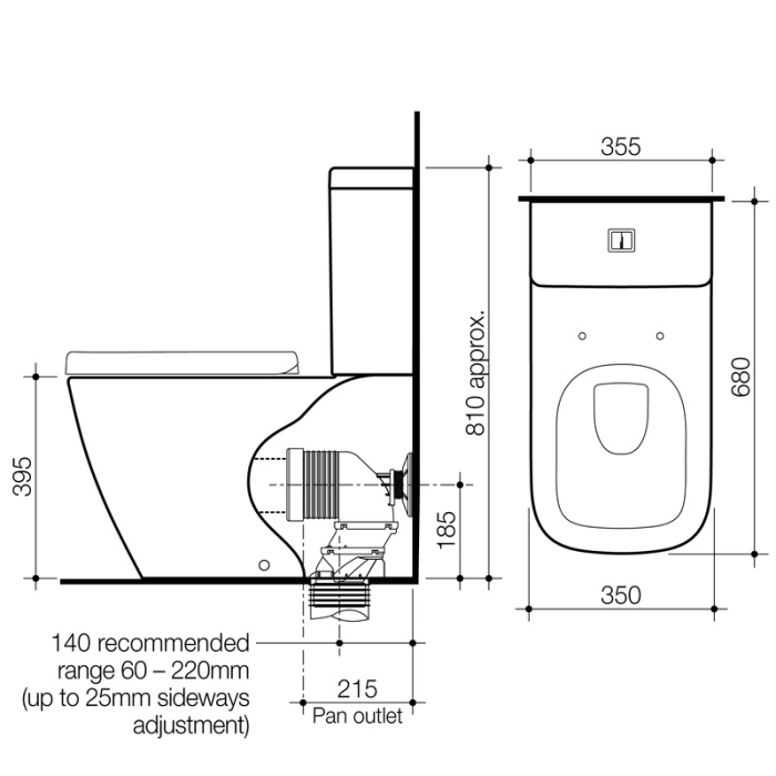 Caroma Cube Back to Wall Toilet Suite specifications