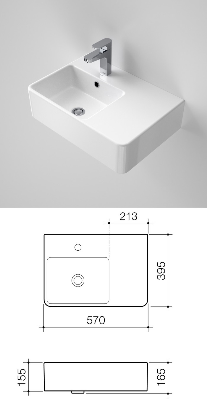 Caroma Cube Extension Wall Basin specifications