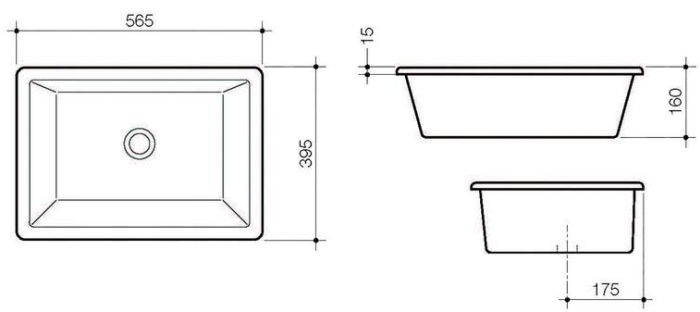 Caroma Grace 565mm Inset Basin specifications
