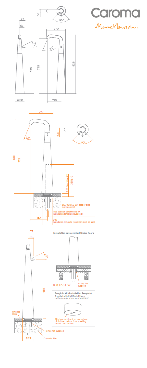 Caroma Marc Newson Freestanding Bath Mixer specifications