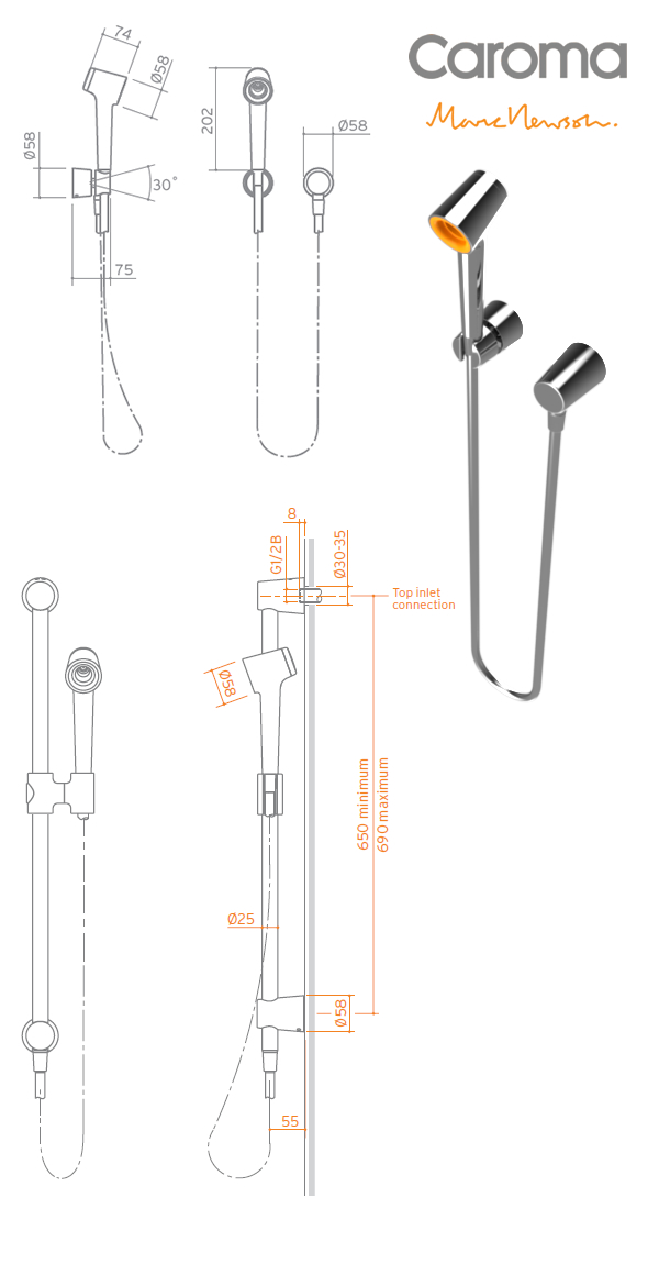 Caroma Marc Newson Hand Shower specifications