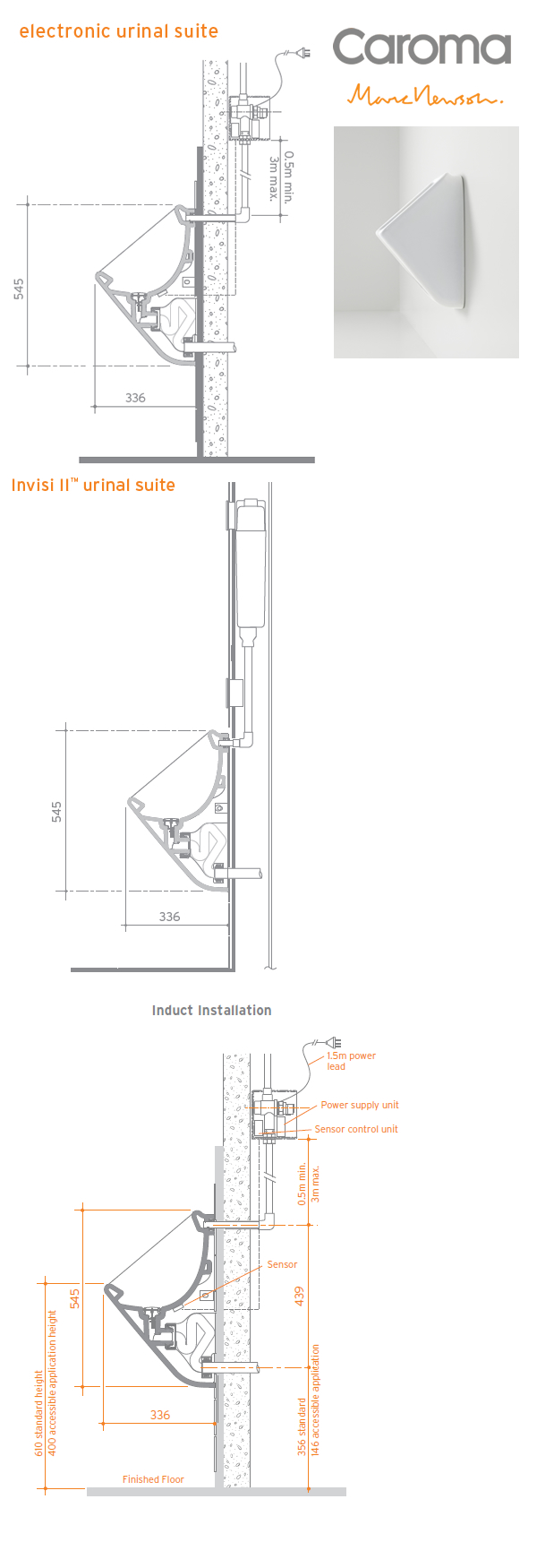 Caroma Marc Newson Urinal specifications