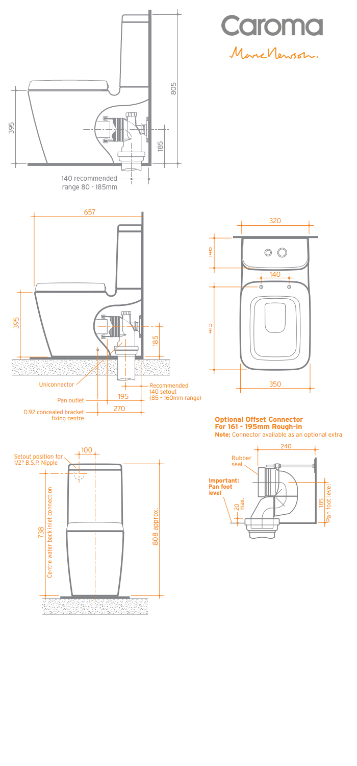 Caroma Marc Newson BTW Toilet Suite specifications