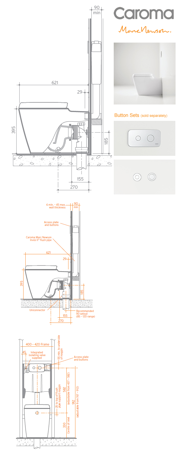 Caroma Marc Newson Wall Facing Invisi II Toilet Suite specifications