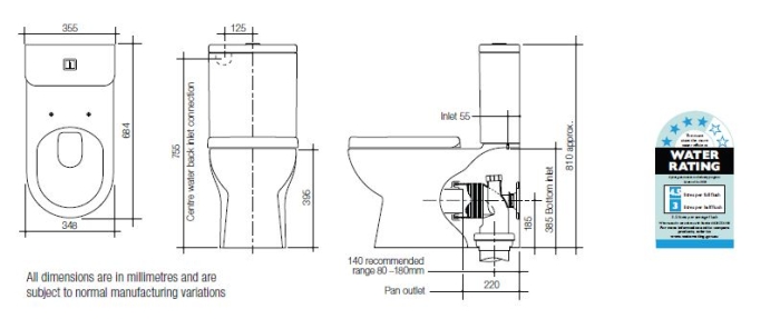 Linea Neo Toilet Suite (Rear Inlet) specifications