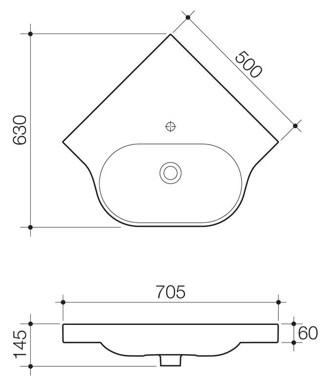 Caroma Sole Corner Wall Basin specifications
