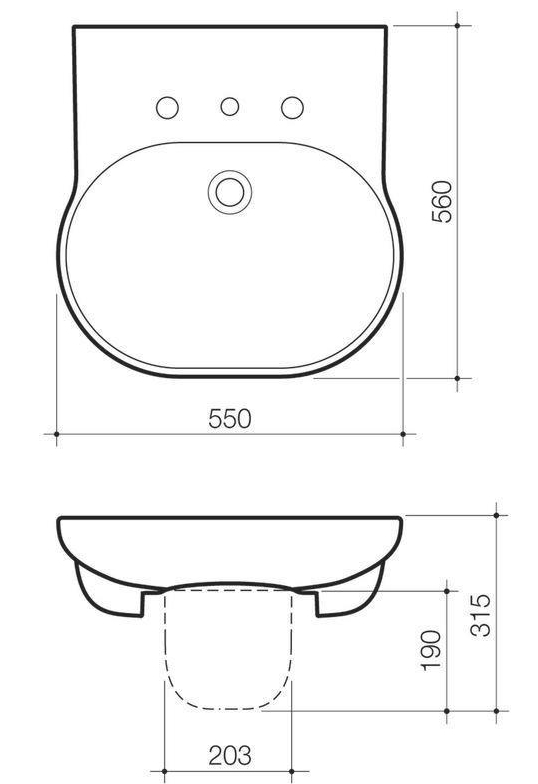 Caroma Opal Sole Wall Basin specifications