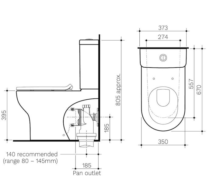 Clark Round Back to Wall Back Entry Toilet Suite  specifications
