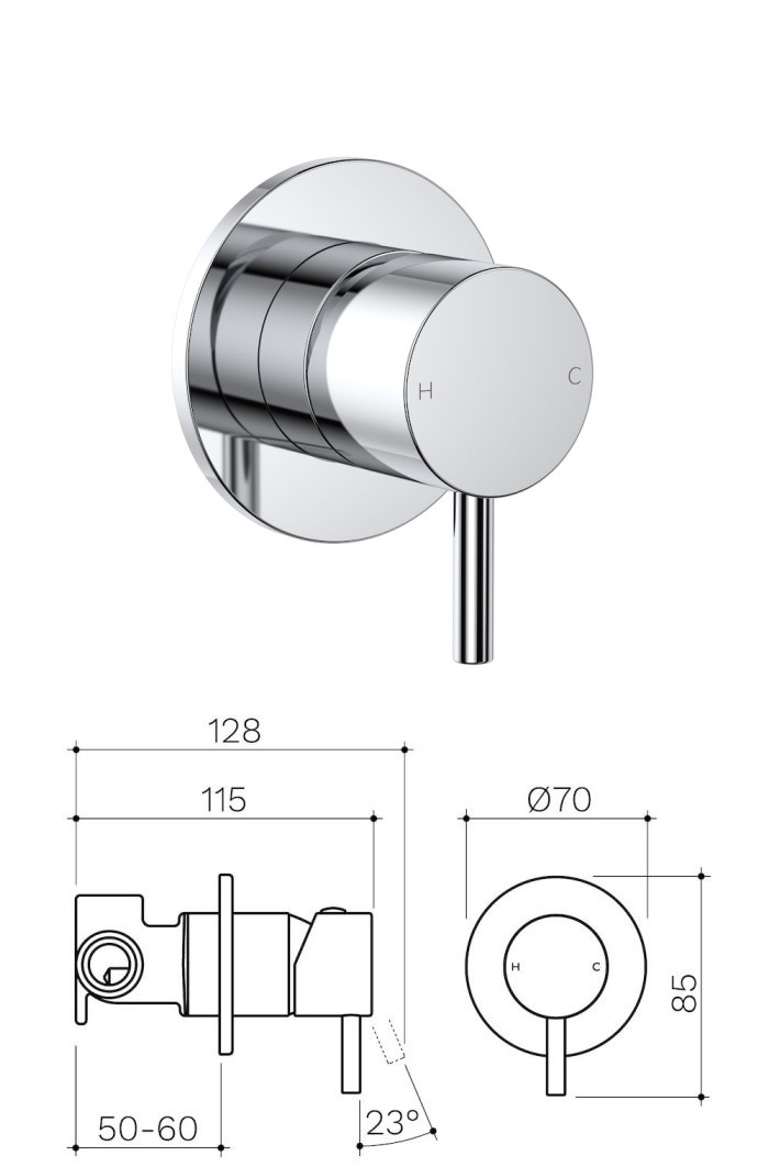 Clark Round Pin Shower/Bath Mixer Chrome specifications