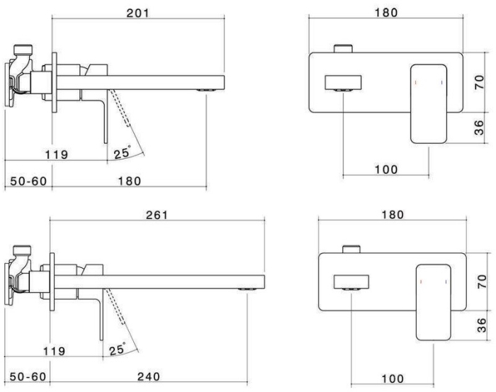 Dorf Epic Platemount Wall Bath Mixer specifications
