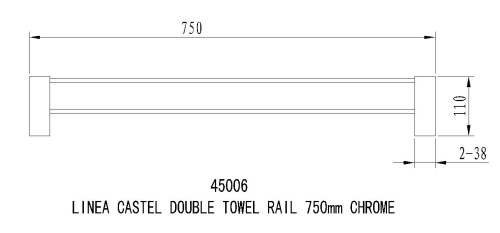 Linea Castel Double Towel Rail 750mm specifications