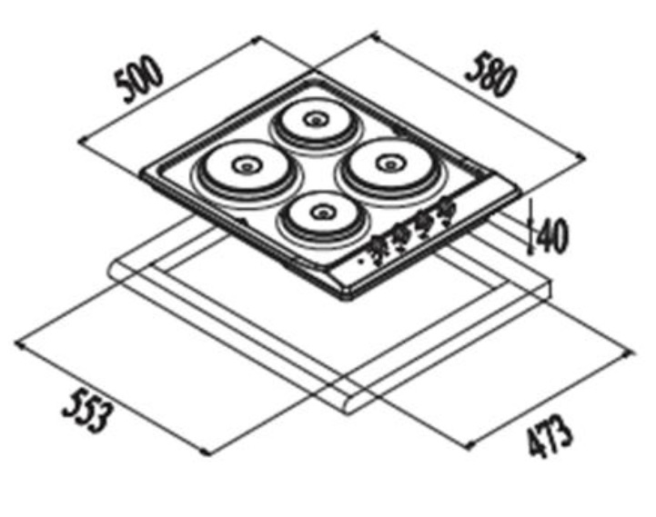 Euro Valencia 60cm Electric Cooktop specifications