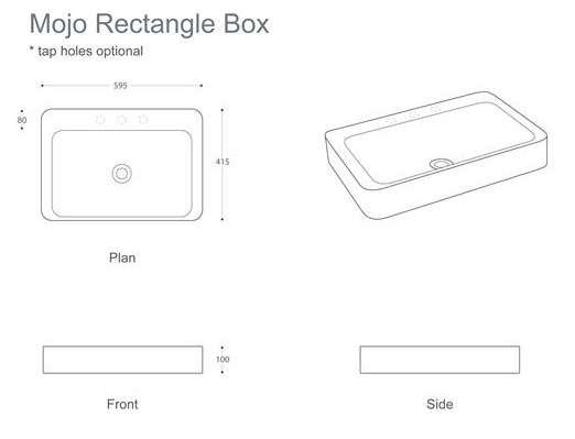 Marblo Mojo Rectangle Box Basin specifications