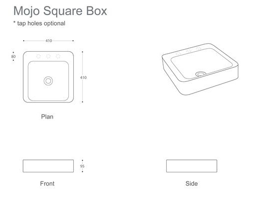 Marblo Mojo Square Box Basin specifications