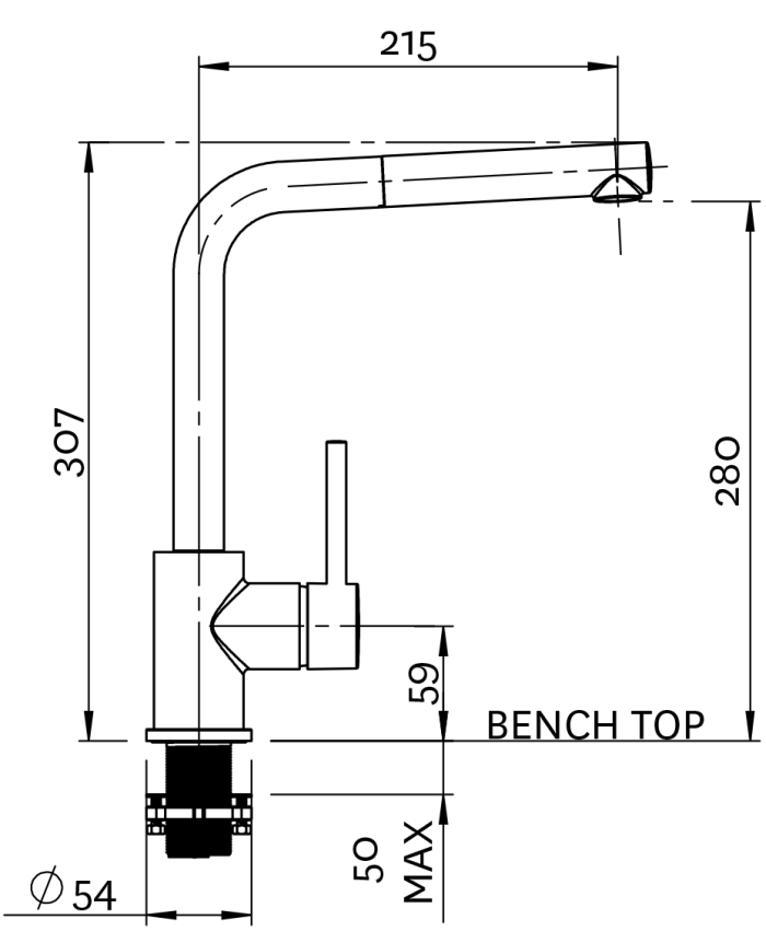 Methven Metro Pull Out Sink Mixer specifications