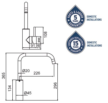 Methven Medea Square Gooseneck Sink Mixer specifications