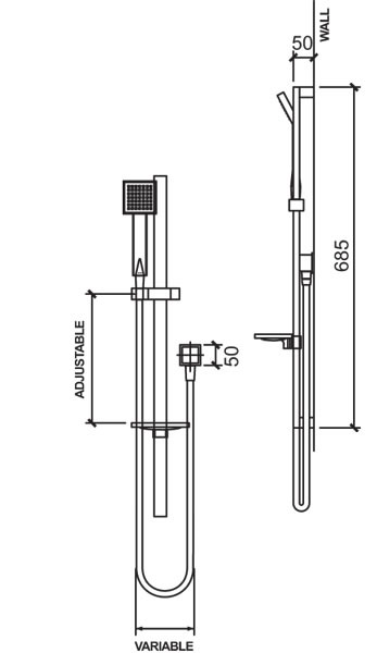 Methven Rere Shower On-Rail specifications