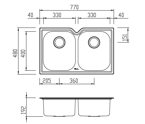 Oliveri Diaz Double Bowl Undermount Sink specifications
