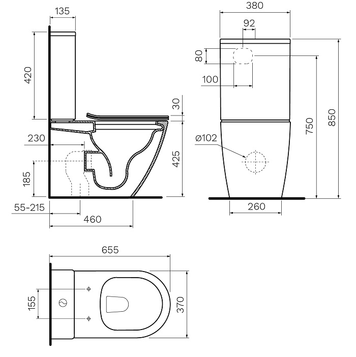 Parisi Ellisse MkII Rimless BTW Toilet Suite specifications