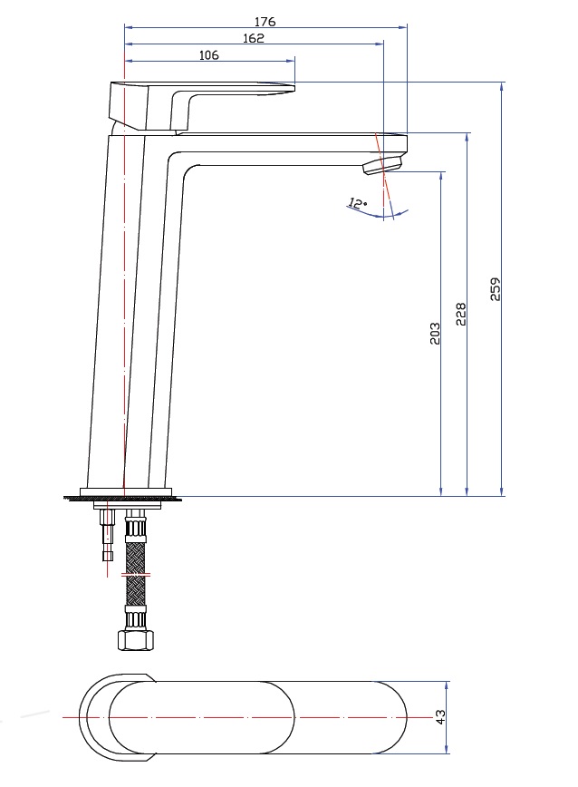 Peak Oval Tower Basin Mixer specifications