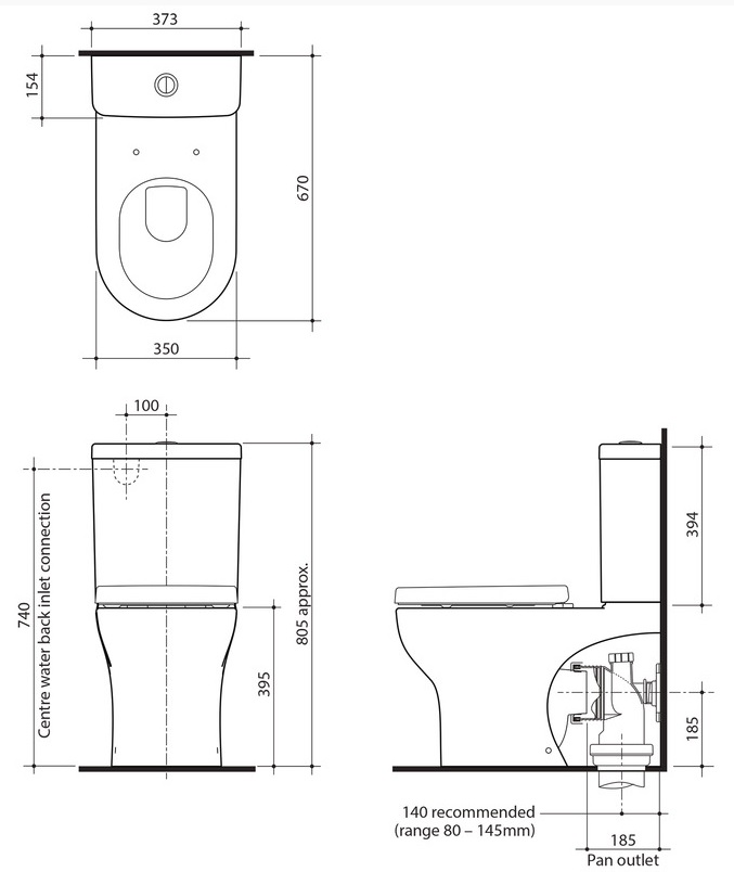 Stylus Dorado Toilet Suite specifications