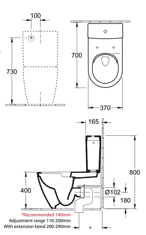 Villeroy & Boch Subway 2.0 Rimless BTW Toilet Suite specifications