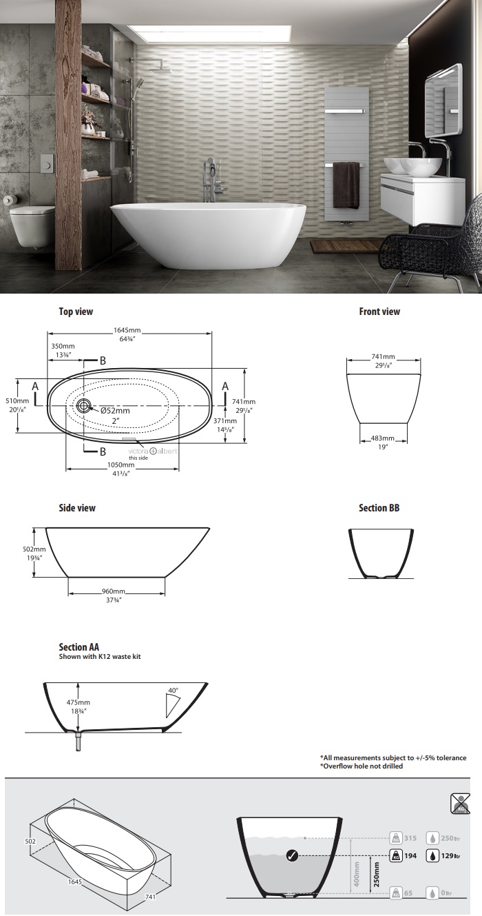 Victoria + Albert Mozzano Bath specifications