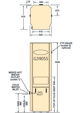 Aquamax 390 Gas Hot Water System  specifications