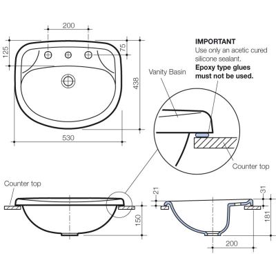 Linea Elba Vanity Basin specifications