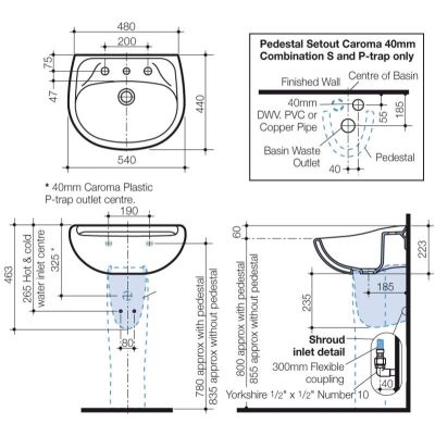 Linea Elba Wall Basin specifications