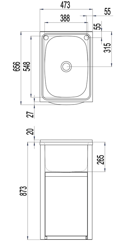 Clark Eureka 45L Compact Laundry Trough & Cabinet specifications