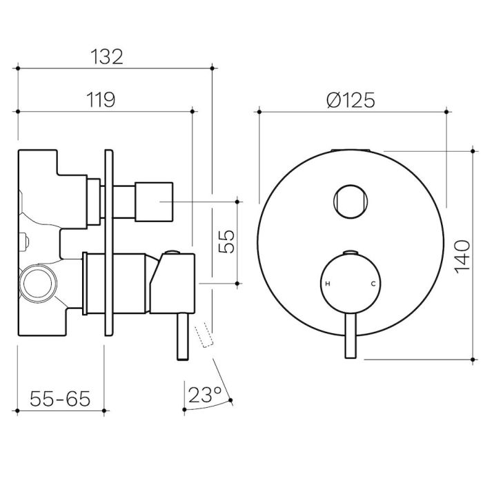Clark Round Pin Bath / Shower Diverter Mixer Black specifications