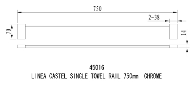 Linea Castel Single Towel Rail 750mm specifications