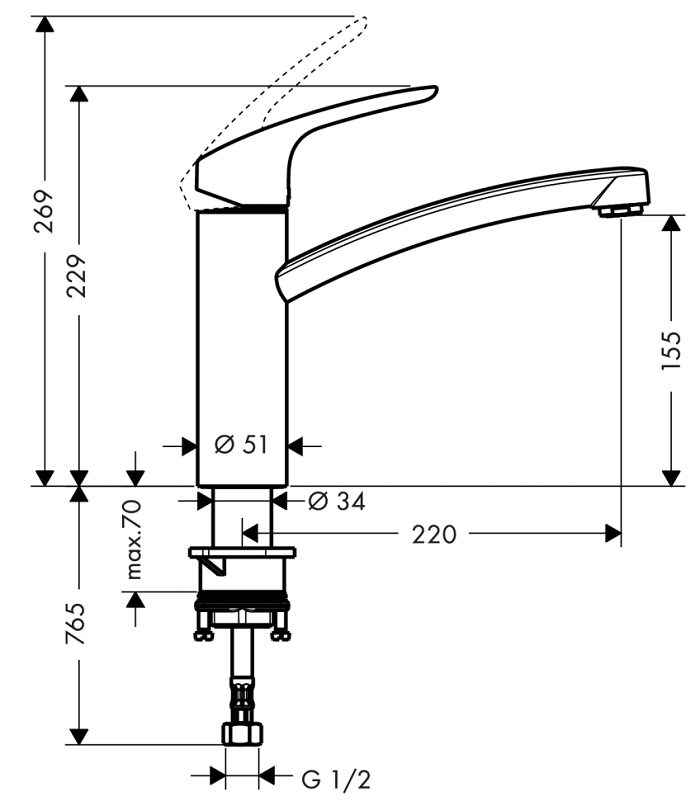 Hansgrohe Focus M41 Sink Mixer specifications