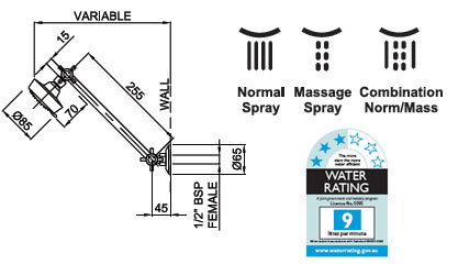 Linea Genoa High-Rise Shower Multifunction specifications