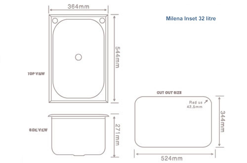 Milena 32L Inset Laundry Trough specifications