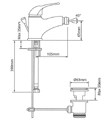 Linea Ilda Bidet Mixer specifications