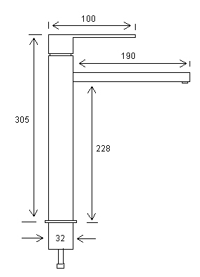 Linea Teramo Tower Basin Mixer specifications