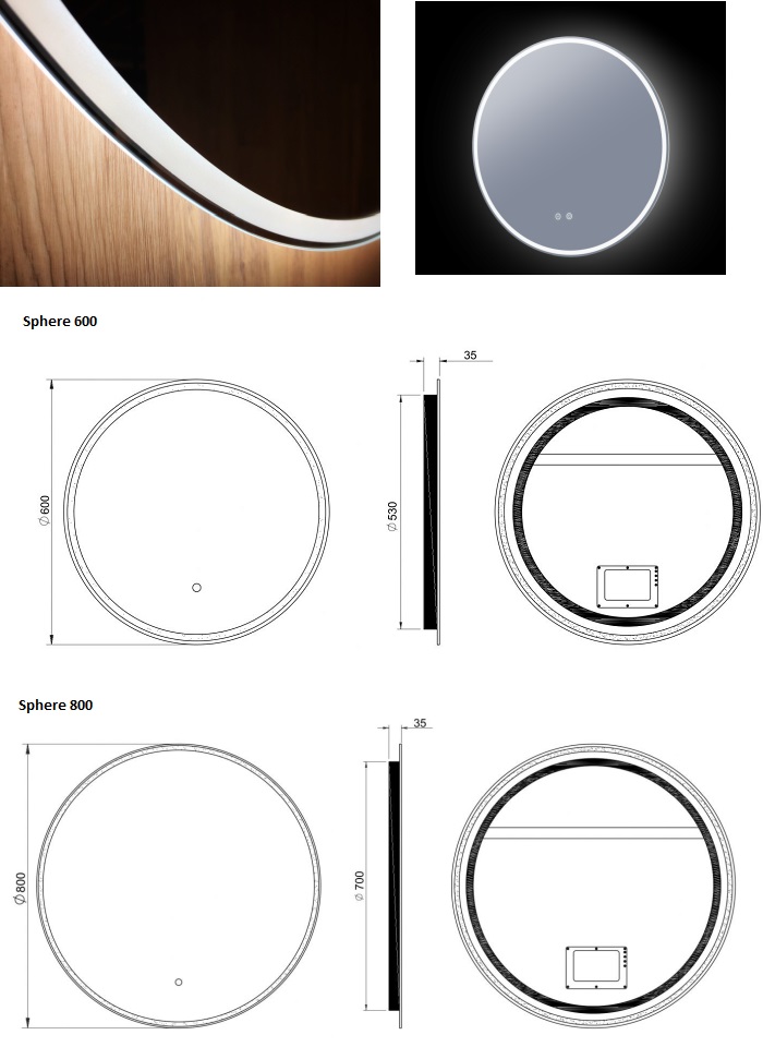 Remer Sphere Light Up Mirror specifications