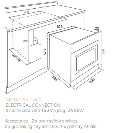 Linea 70cm Multifunciton Electric Oven Stainless Steel specifications