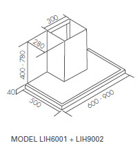 Linea 90cm Wall Canopy Rangehood specifications