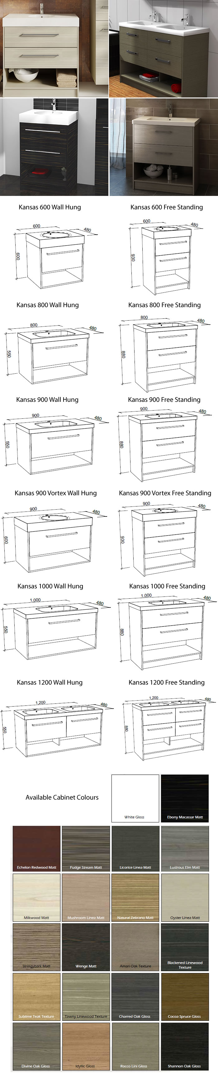 Timberline Kansas Vanity Cabinet specifications